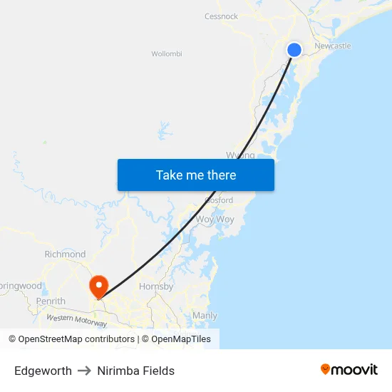 Edgeworth to Nirimba Fields map