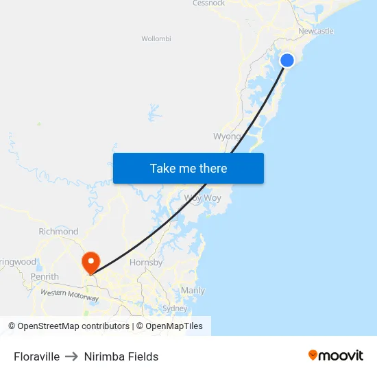 Floraville to Nirimba Fields map