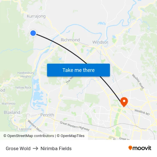 Grose Wold to Nirimba Fields map
