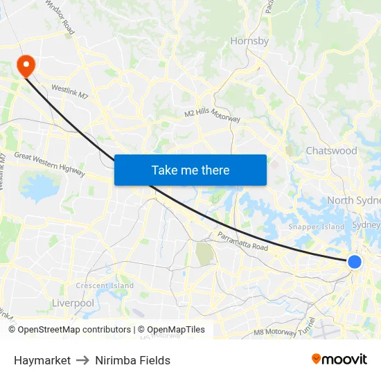 Haymarket to Nirimba Fields map