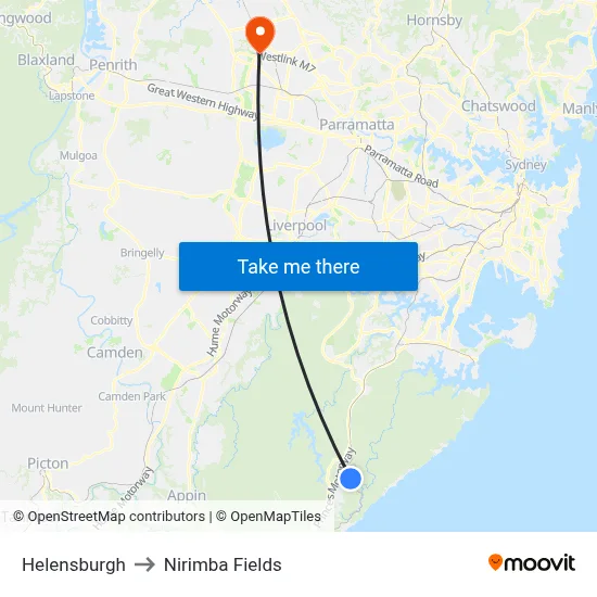 Helensburgh to Nirimba Fields map