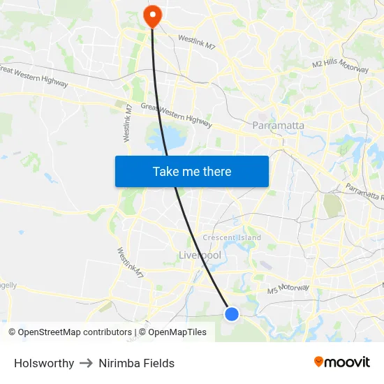 Holsworthy to Nirimba Fields map
