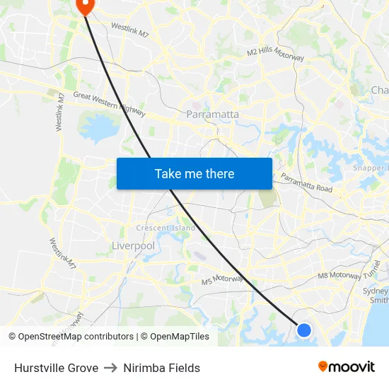 Hurstville Grove to Nirimba Fields map