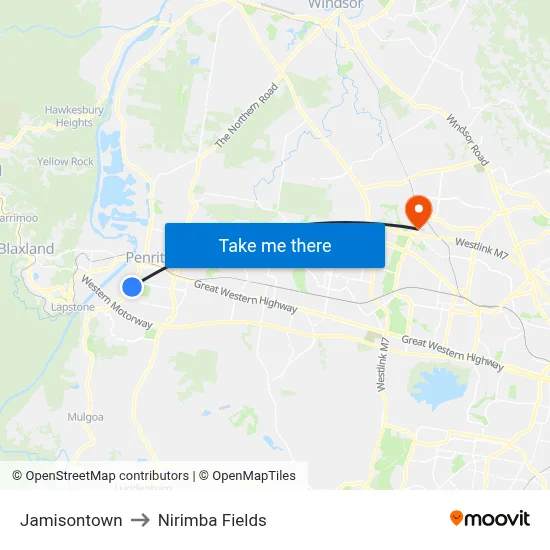 Jamisontown to Nirimba Fields map
