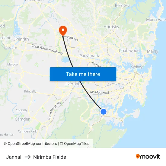 Jannali to Nirimba Fields map