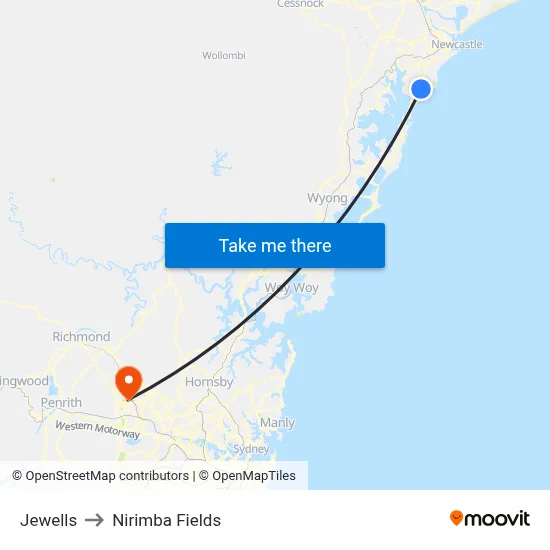 Jewells to Nirimba Fields map