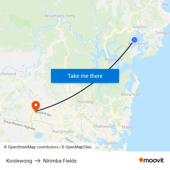 Koolewong to Nirimba Fields map
