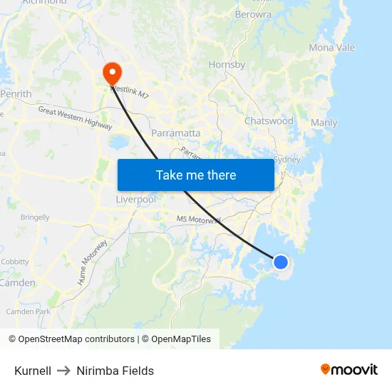 Kurnell to Nirimba Fields map