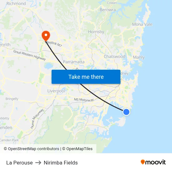 La Perouse to Nirimba Fields map