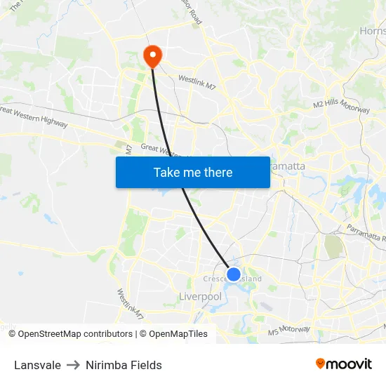 Lansvale to Nirimba Fields map