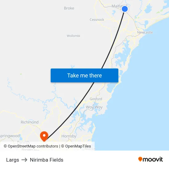 Largs to Nirimba Fields map