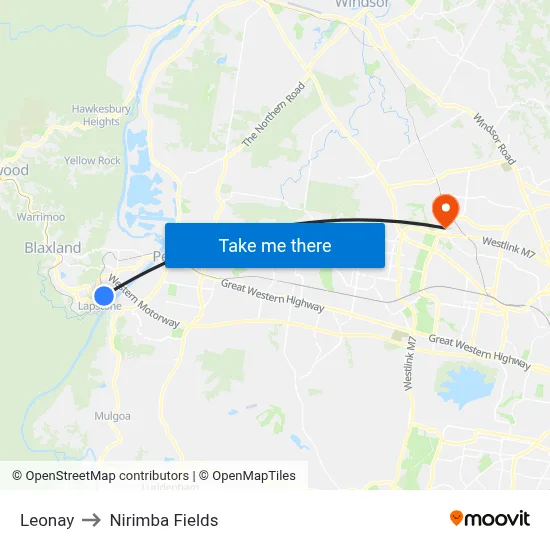 Leonay to Nirimba Fields map
