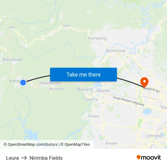Leura to Nirimba Fields map