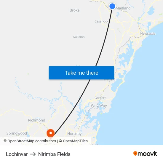 Lochinvar to Nirimba Fields map