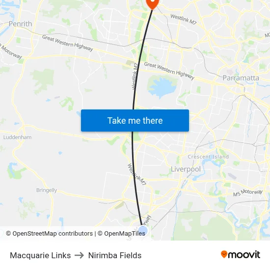 Macquarie Links to Nirimba Fields map