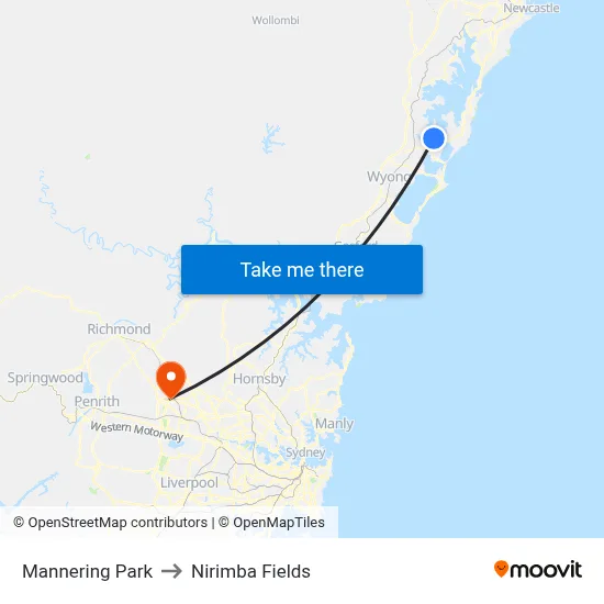 Mannering Park to Nirimba Fields map
