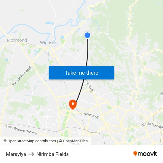 Maraylya to Nirimba Fields map