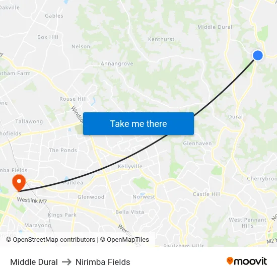 Middle Dural to Nirimba Fields map