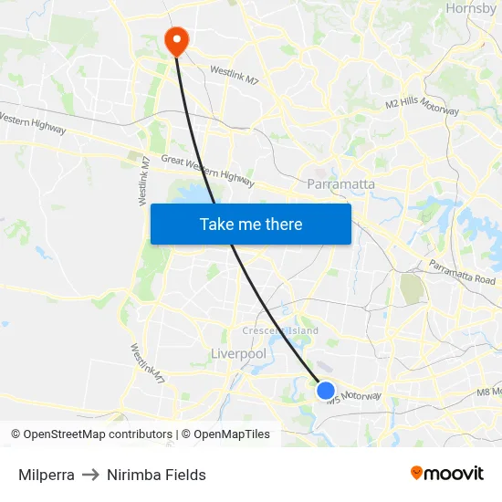 Milperra to Nirimba Fields map