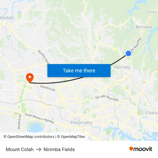 Mount Colah to Nirimba Fields map