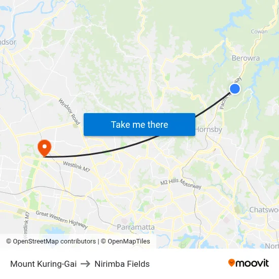 Mount Kuring-Gai to Nirimba Fields map