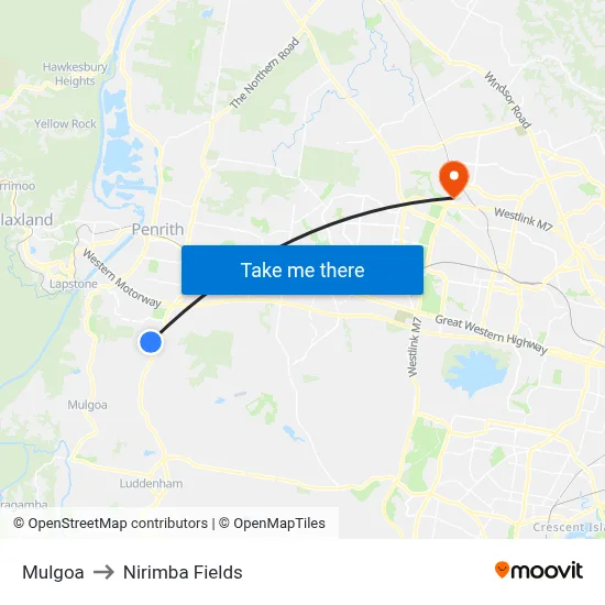 Mulgoa to Nirimba Fields map