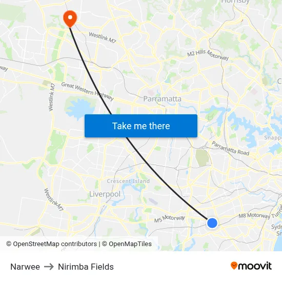 Narwee to Nirimba Fields map
