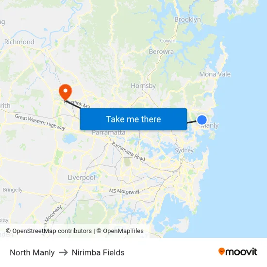 North Manly to Nirimba Fields map