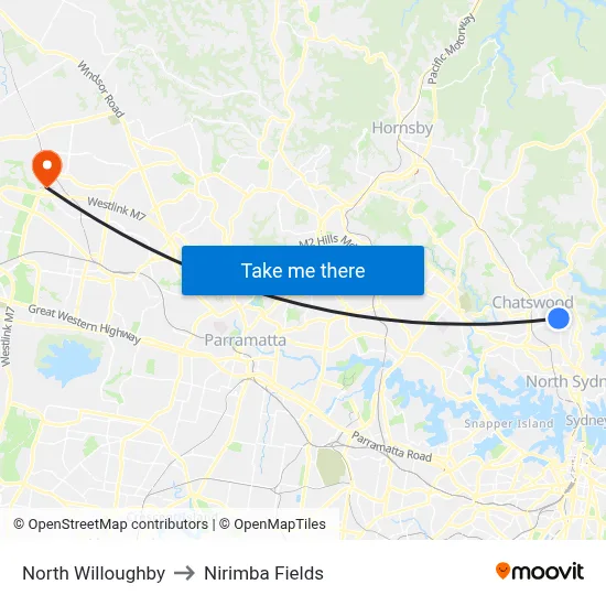 North Willoughby to Nirimba Fields map