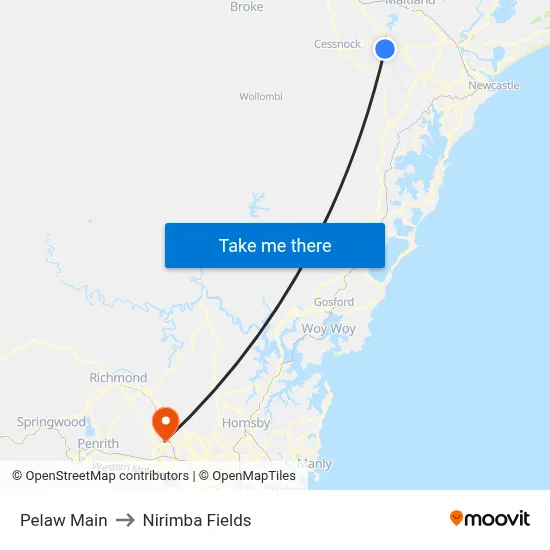 Pelaw Main to Nirimba Fields map