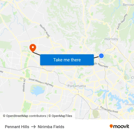 Pennant Hills to Nirimba Fields map