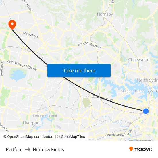 Redfern to Nirimba Fields map