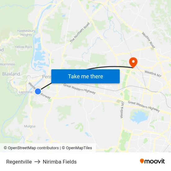 Regentville to Nirimba Fields map
