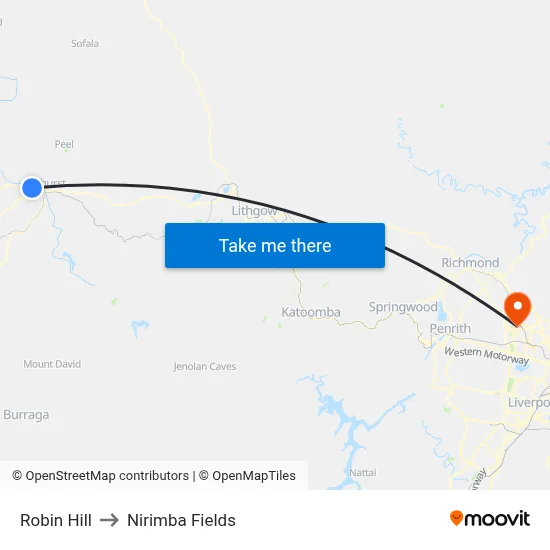 Robin Hill to Nirimba Fields map