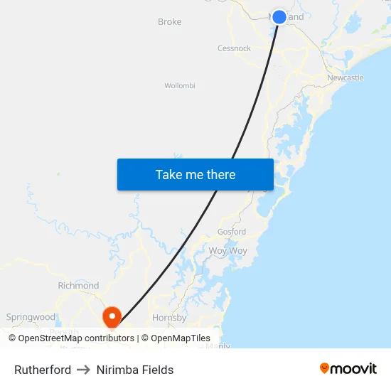 Rutherford to Nirimba Fields map