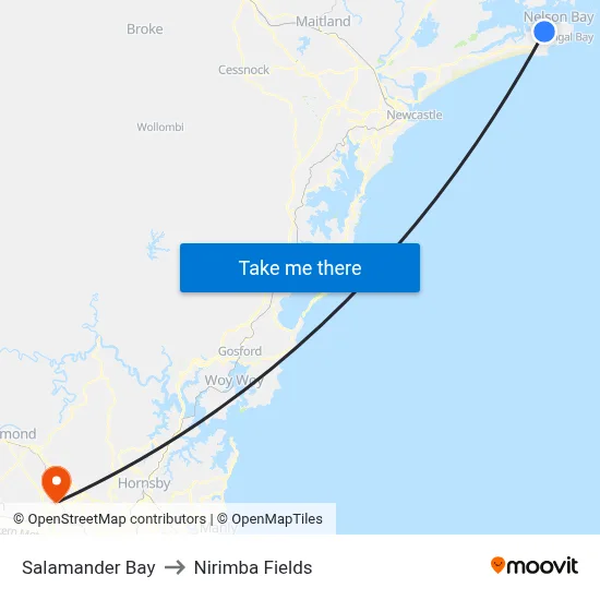 Salamander Bay to Nirimba Fields map