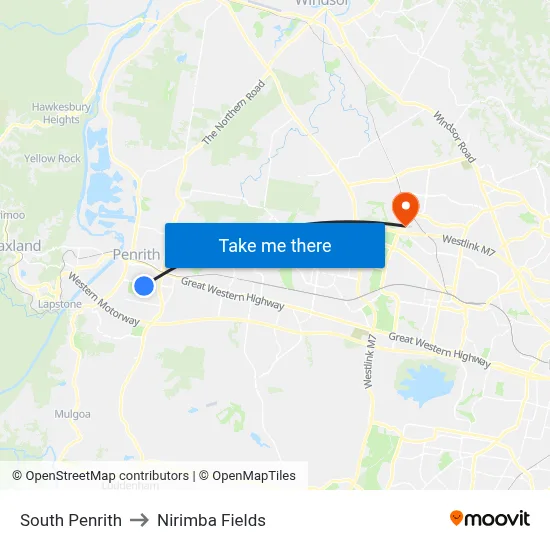 South Penrith to Nirimba Fields map