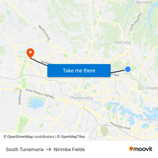 South Turramurra to Nirimba Fields map
