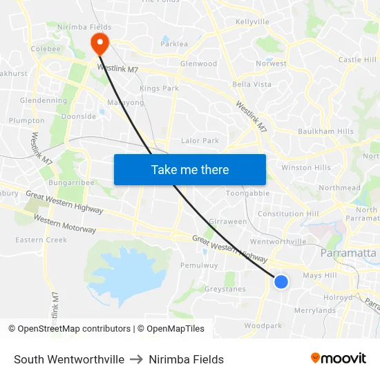 South Wentworthville to Nirimba Fields map