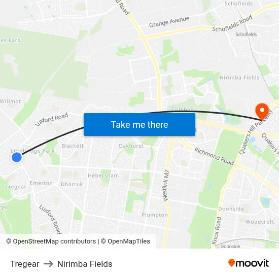 Tregear to Nirimba Fields map