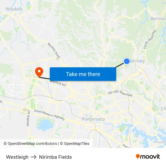 Westleigh to Nirimba Fields map