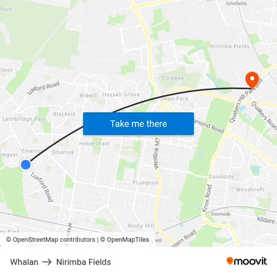 Whalan to Nirimba Fields map