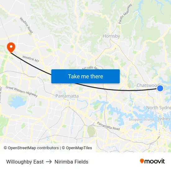 Willoughby East to Nirimba Fields map