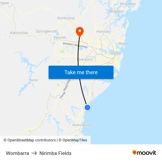 Wombarra to Nirimba Fields map