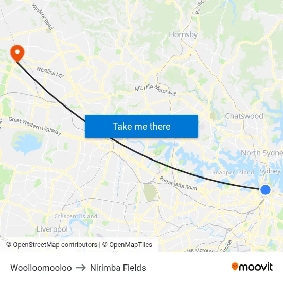 Woolloomooloo to Nirimba Fields map