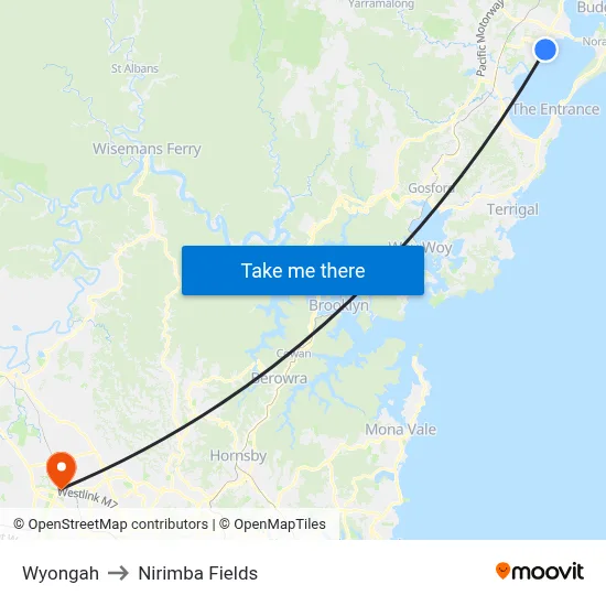 Wyongah to Nirimba Fields map