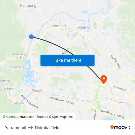 Yarramundi to Nirimba Fields map