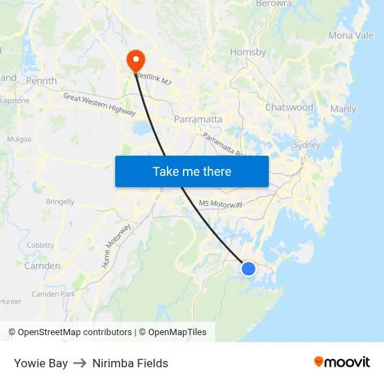 Yowie Bay to Nirimba Fields map