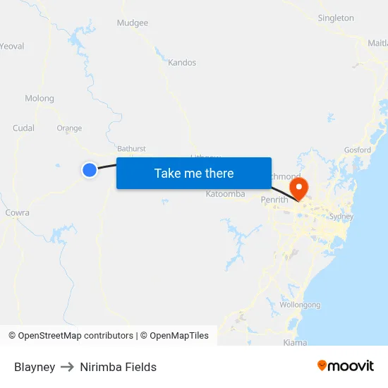 Blayney to Nirimba Fields map