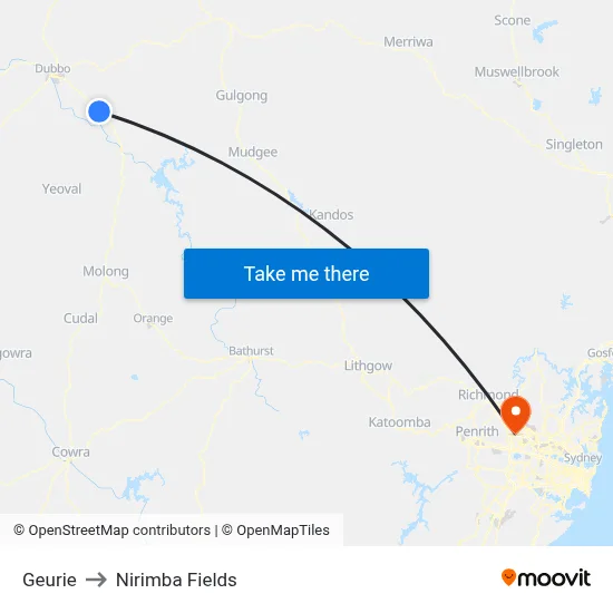 Geurie to Nirimba Fields map